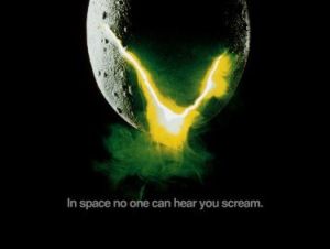 Alien-elokuvan julisteen yksityiskohta: viherhohtoinen muna