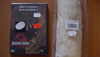 Jurassic Park -DVD ja Luffa-pesusieni