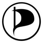 Piraattipuolueen logo valkoisella pohjalla