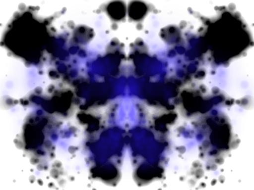 Symmetrinen sinimusta musteläiskä (ylösalaisin)
