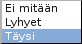 Bloggerin Salli blogin syöte -asetuksen vaihtoehdot: Ei mitään, Lyhyet, Täysi
