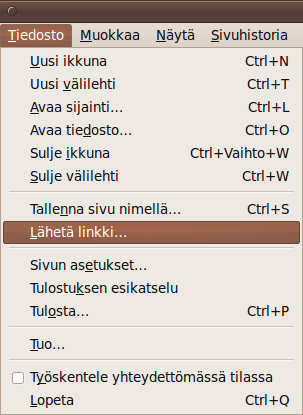 Tiedosto:Lähetä-linkki Firefoxin Tiedosto-valikossa.png